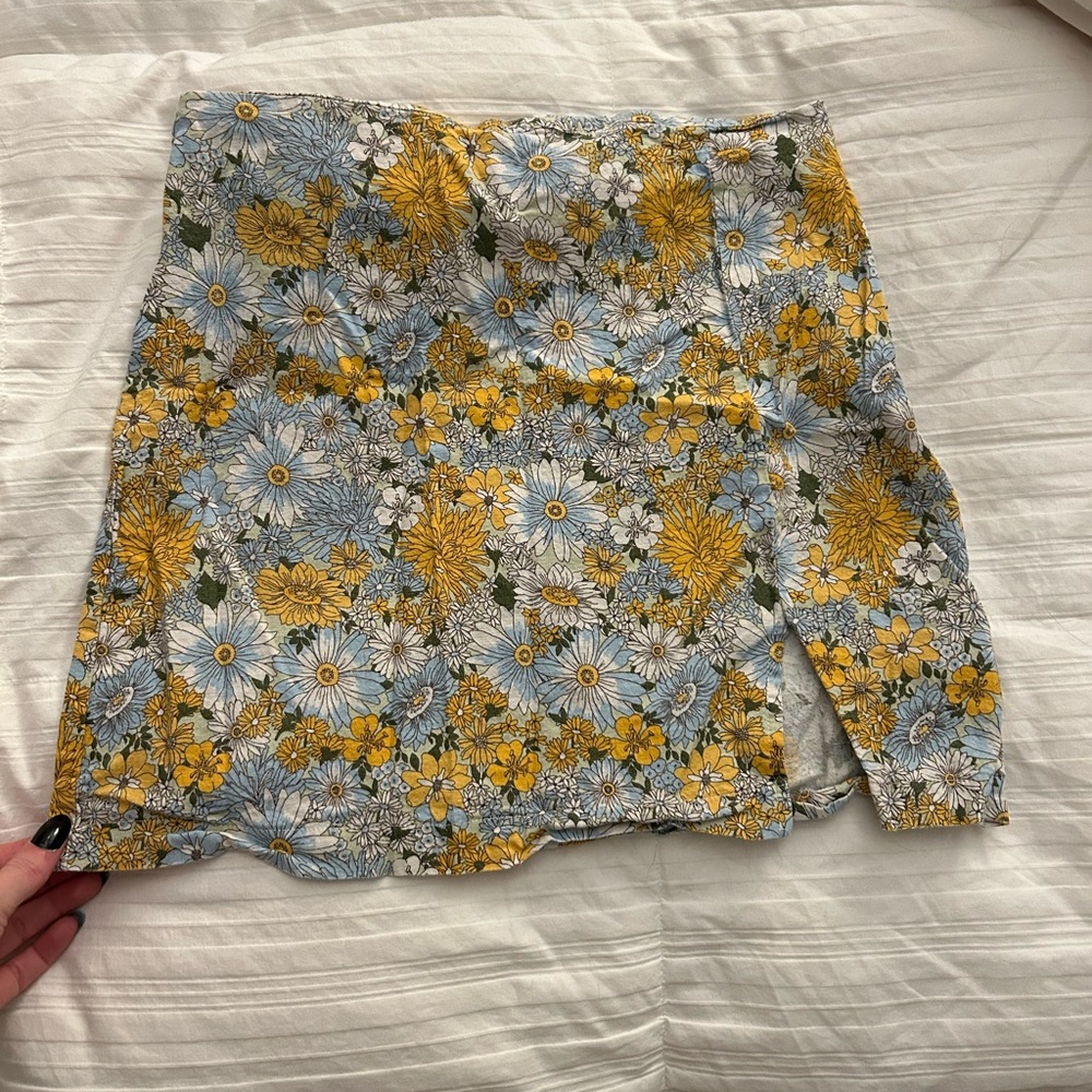 Urban Outfitters Floral Mini Skirt With Slit